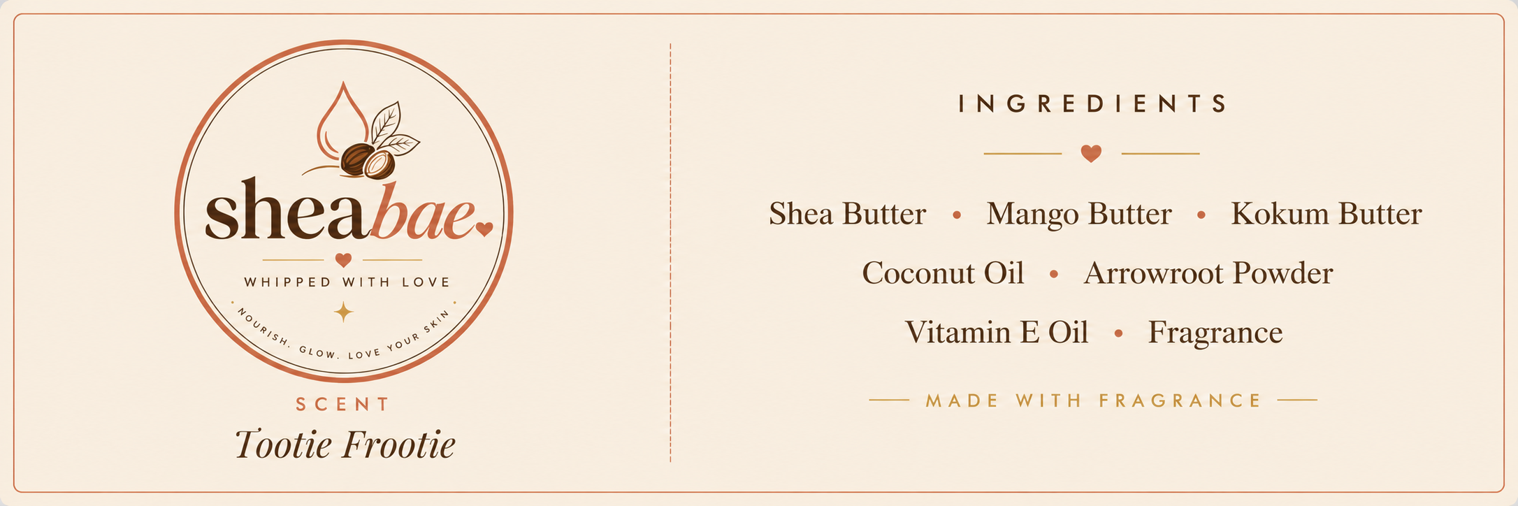 Shea Bae Tootie Frootie body butter label